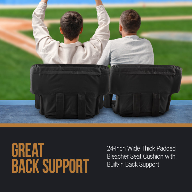 thumbnail image 2 of Home-Complete Stadium Seat Chair- Wide Bleacher Cushion With Padded Back Support, Armrests, 6 Reclining Positions And Portable Carry Straps 2 of 11